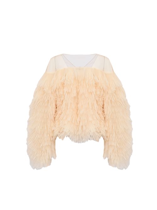 Giacca in tulle e organza con frange Elisabetta Franchi | IR22J62E2193